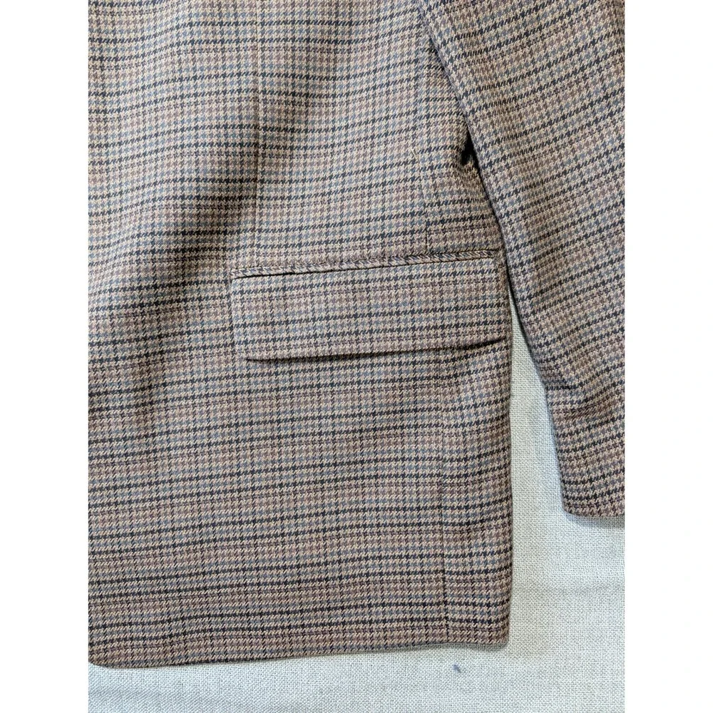 Lauren Ralph Lauren Mens Brown‎ Houndstooth Blazer Sport Coat Two Button Jacket
